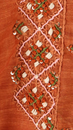 Zesty Orange Embroidered Women Cotton Suit | Rosio House