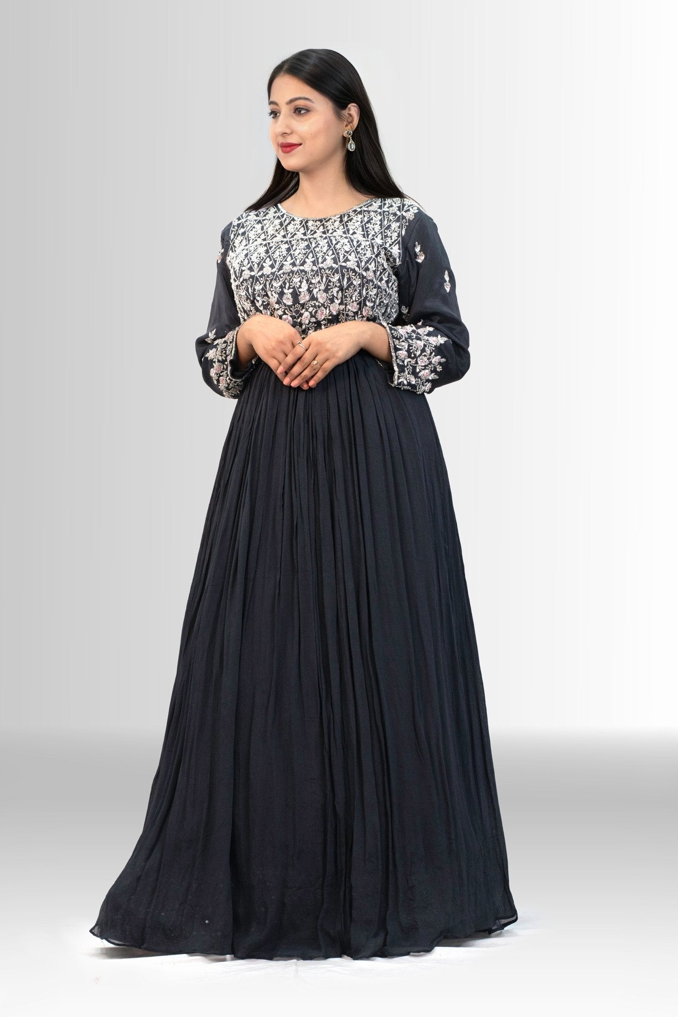 Elegant Embroidered Long Gown - Perfect for Special Occasions