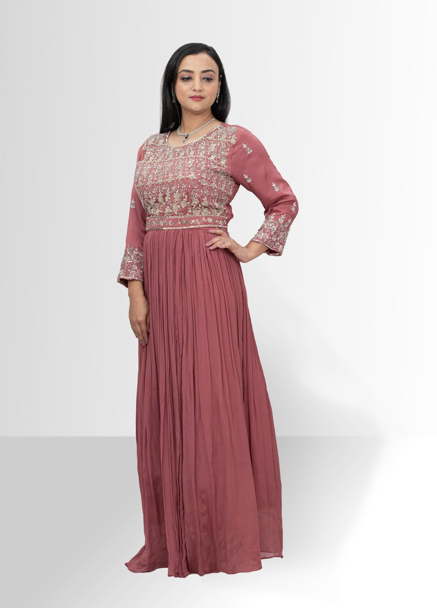 Elegant Embroidered Long Gown - Perfect for Special Occasions