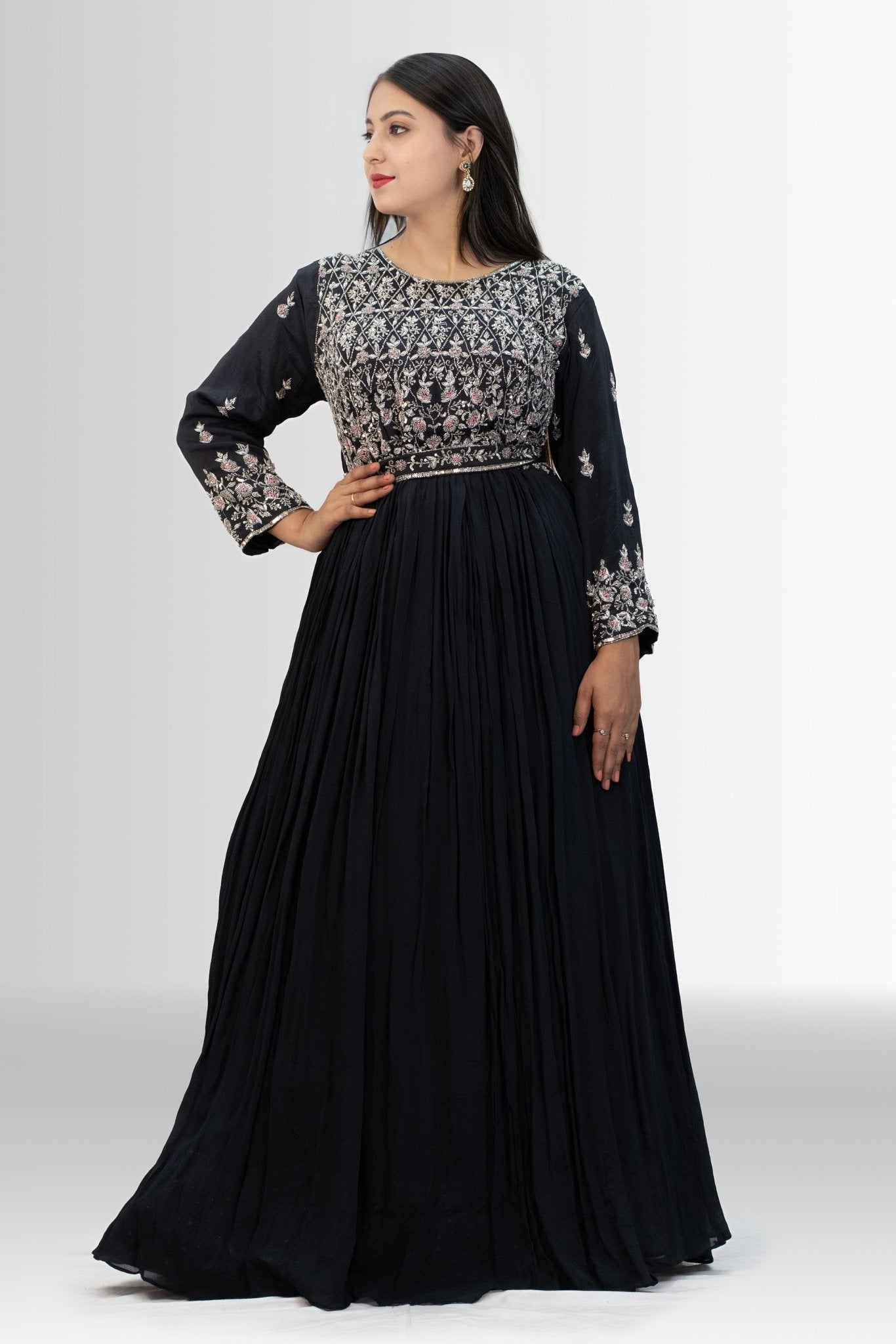 Elegant Embroidered Long Gown - Perfect for Special Occasions