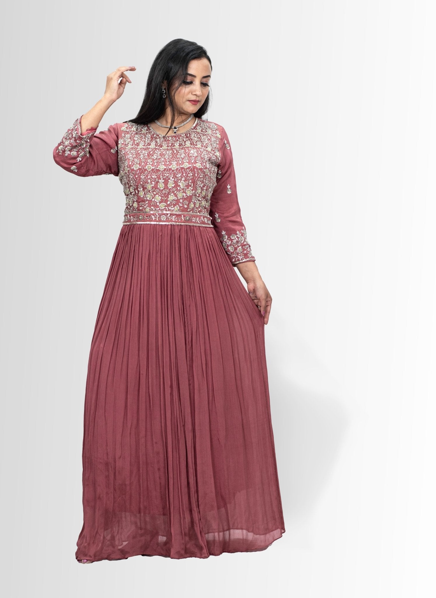 Elegant Embroidered Long Gown - Perfect for Special Occasions
