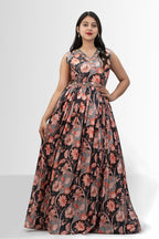 Elegant Floral Print Gown - Party Ready!