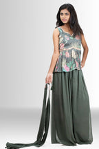 Elegant Green Indo western Peplum Set