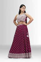 Elegant Maroon Embroidered Lehenga Choli with Dupatta