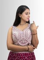 Elegant Maroon Embroidered Lehenga Choli with Dupatta