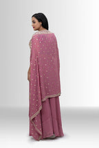 Elegant Pink Indo Western Crop Top, Palazzo & Embroidered Shrug Set
