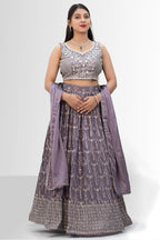 pastel crop top lehenga with handwork for women