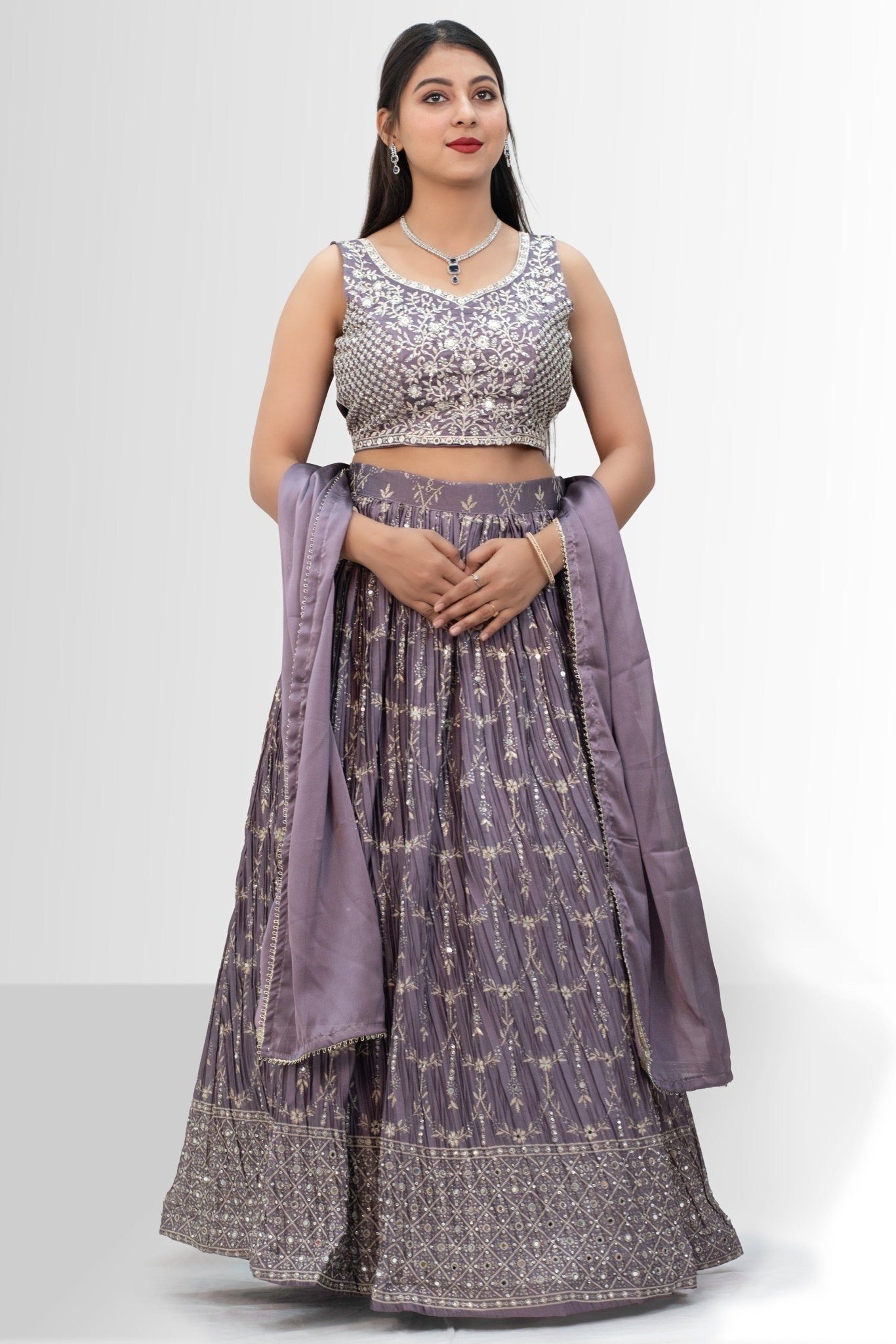 pastel crop top lehenga with handwork for women