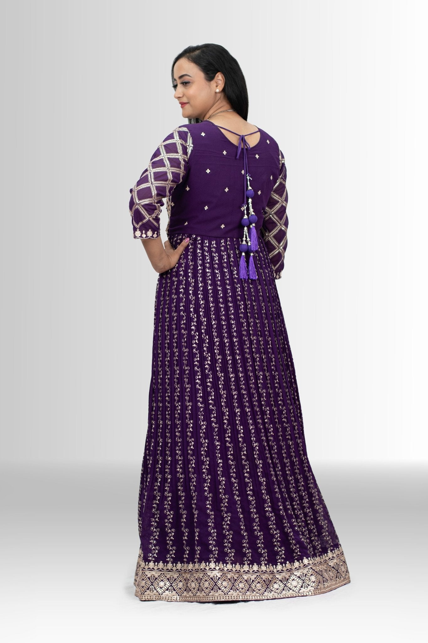 Elegant Purple Handwork Gown with Intricate Embroidery - Party & Festive Wear