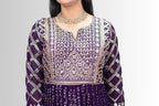 Elegant Purple Handwork Gown with Intricate Embroidery - Party & Festive Wear