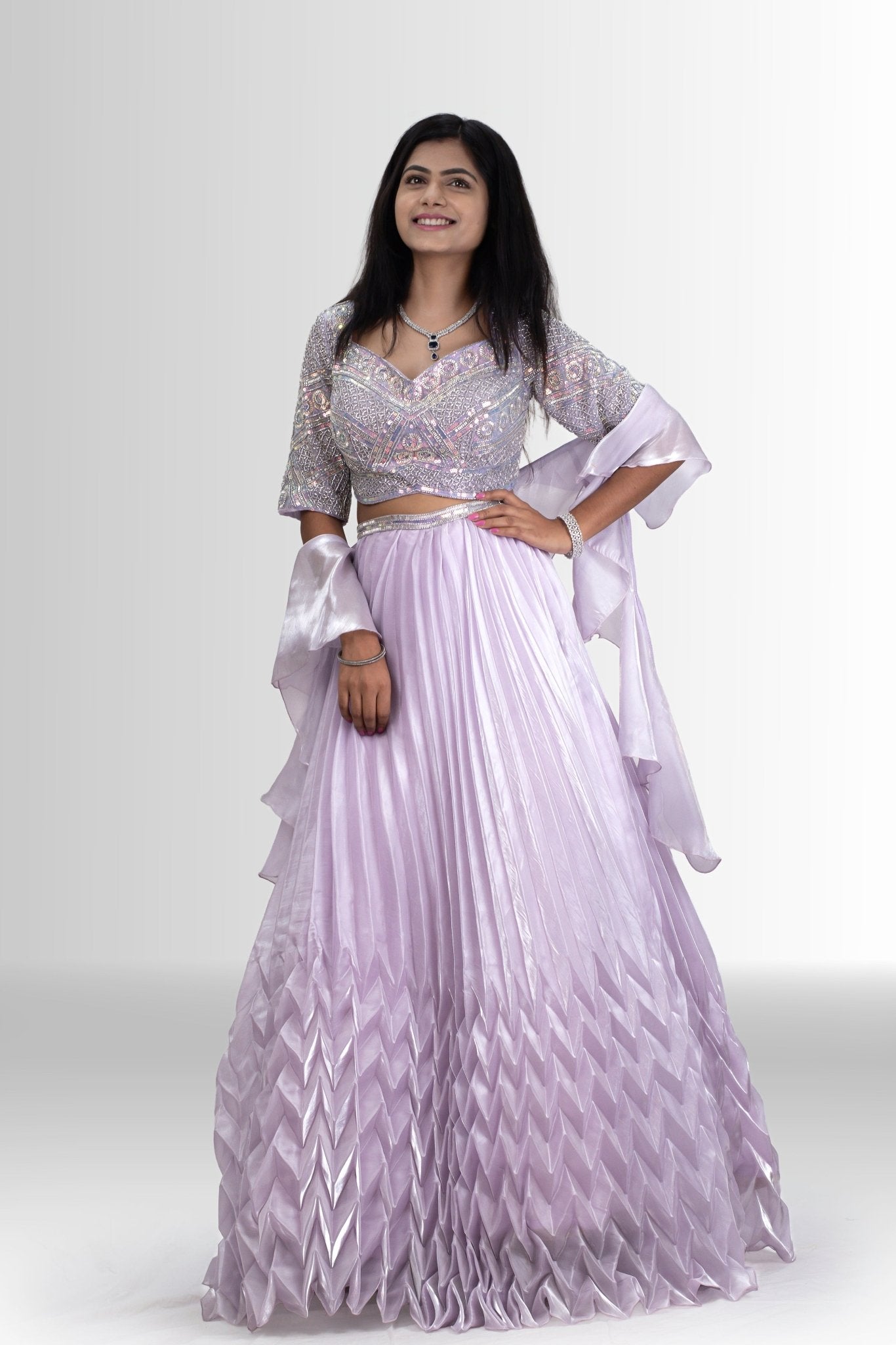 Red Anarkali Suit | Blue Embroidered Dupatta – Rosio – Rosio House