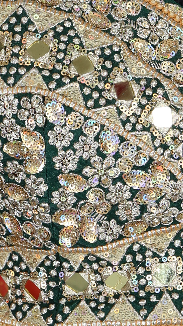 Emerald Green Handwork Blouse & Drape Saree | Rosio House