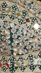 Emerald Green Handwork Blouse & Drape Saree | Rosio House