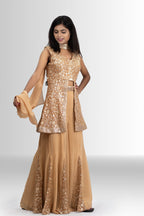 Golden Ember Embellished Peplum Sharara Set
