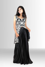 Indo-Western black partywear jacket and skirt set side profile Rosio House