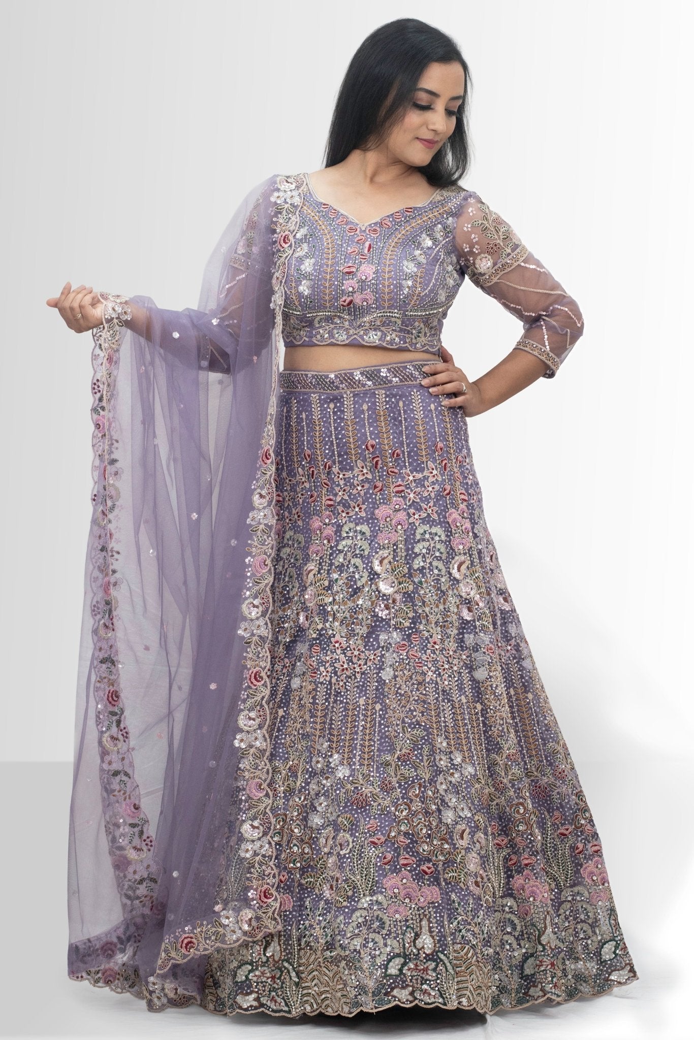 Lavender full handwork lehenga for women 