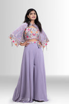 Lilac Blossom Indo western Set with Shrug