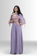 Purple indo western for women with shrug