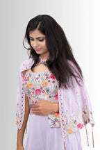 Lilac Blossom Indo western Set with Shrug