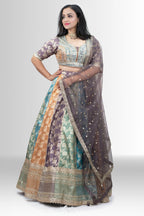 Multi-Color Banarasi Lehenga with Mirror Work Blouse - Festive & Wedding Glamour