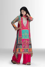 Multicolor block print suit