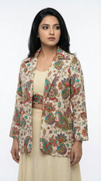 A stylish pose showing the complete modern jacket suit look, perfect for a sophisticated office party or day event.