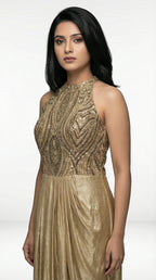 women wearing golden gown for parties, cocktail and weddings