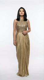 women wearing golden gown for parties, cocktail and weddings