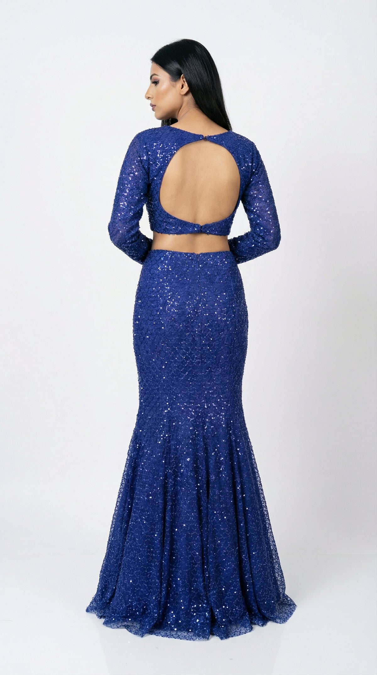 Royal Blue Fish Cut Lehenga | Sequin  Rosio House