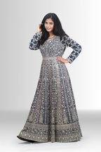 Royal Blue Full Embroidered Anarkali - Timeless Elegance