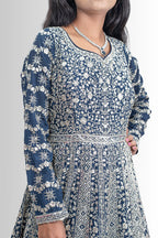 Royal Blue Full Embroidered Anarkali - Timeless Elegance