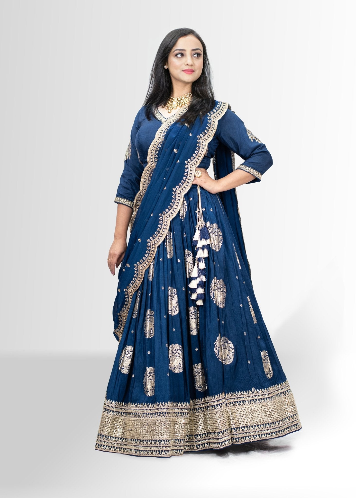 Stunning Blue Banarasi Lehenga with Grand Dupatta - Festive & Wedding Ready