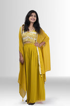 women mustard indo western outfit 