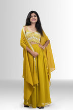 Vibrant Mustard Yellow Handwork Indo western